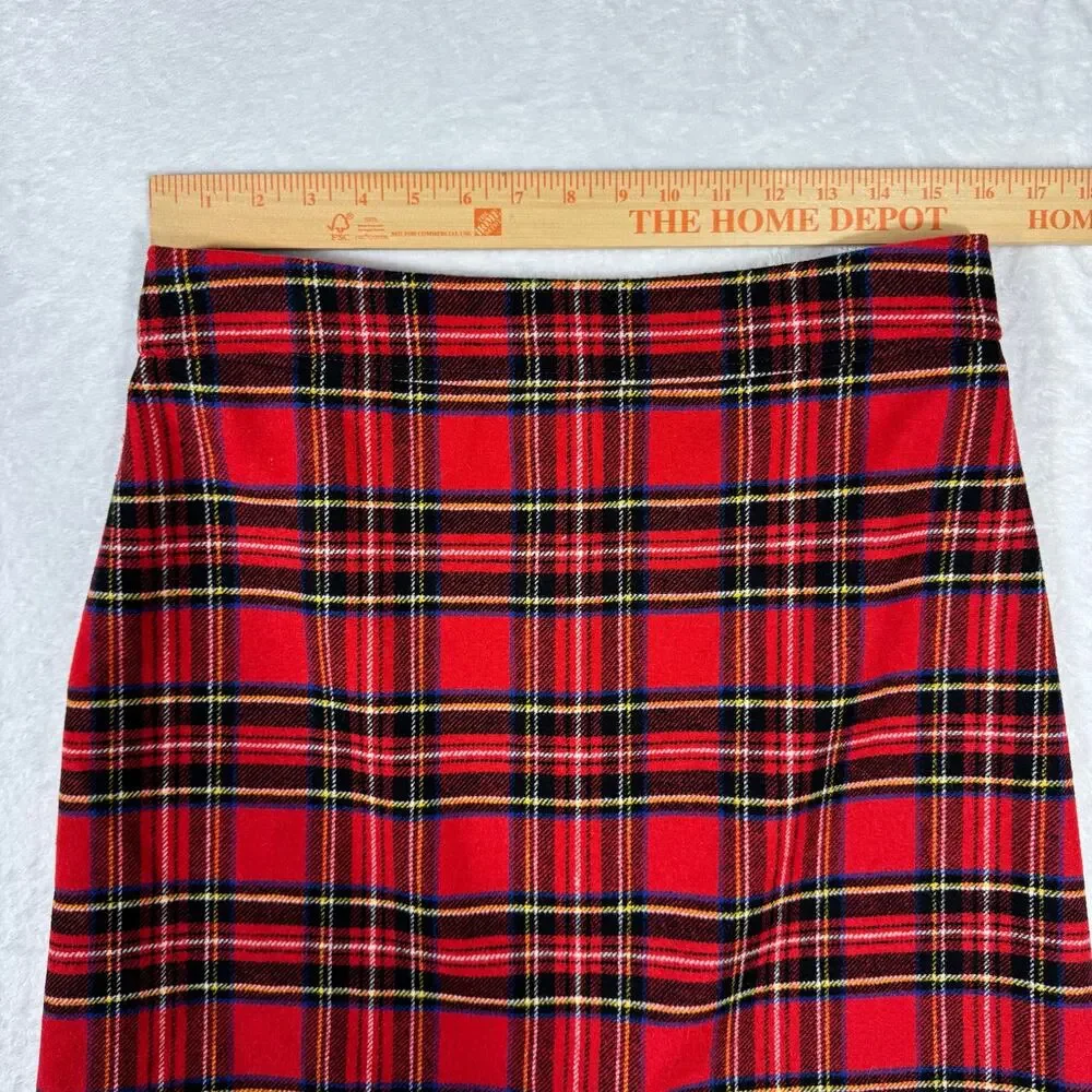J. Crew Wool Blend A-Line‎ Mini Skirt Red Tartan Plaid Women's 10 Preppy Gossip